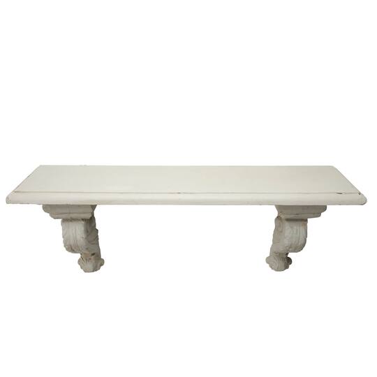 32" White Wood Farmhouse Wall Shelf